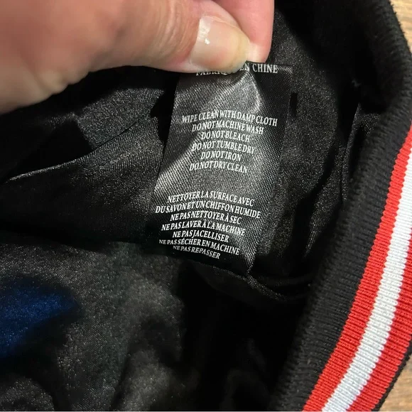 Blank NYC Black Bomber Jacket with Red and White Stripes - Size M - Picture 8 of 11